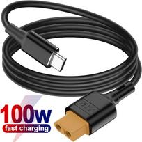100W greito įkrovimo USB-C į XT60 moteriškas maitinimo laidas, didelės spartos laidas ToolkitRC įkrovikliui, dronų modeliams ir energijos kaupimo įrenginiams 0.5m black