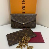 [Naudotas] Felicie Pochette Classic Monogram dengtas drobės ir odos trijų viename rankinė su grandinėle - Labai geros būklės #11BY6SL ONE SIZE black