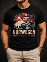 Norwegen Tour 2026 Graphic Detailed Moose And Fjord Landse With Explore Discover Wording Adventure Unisex All TShirt S beige
