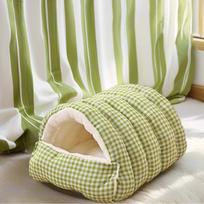 Cat House Dog Bed with Cushion Self Warming Nest Kennel Warm Soft Nest, for Puppy Small S žalia