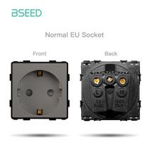 BSEED Tuya Zigbee Smart Light Switches Touch Glass Panel Frames For Wall Sockt Plug Power Outlets Google Alexa Control DIY Parts EU standard gray