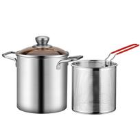 Deep Fryer Pot 304 Stainless Steel Fry Pot with Basket and Lid Food Grade Deep Fryer Multifunctional Deep Frying Pot 3.2Quart gray