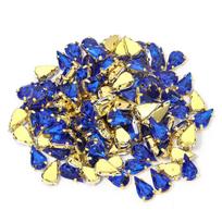 50pcs Water Drop Claw Rhinestones Stainless Steel Gold Bottom Acrylic Pointed Claw Drill For DIY Clothing Headwear Jewelry Decor 8X13mm blue