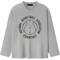 Fear of God Essentials NBA x Barkley Hendricks Long Sleeve V-Neck Tee Concrete Heather Unisex Tops Grey 125BH264702F XS gray