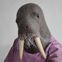 Realistiškas jūrų vėplys Latekso pilno veido kaukė Suaugusiųjų vaidmenų žaidimas Jūros būtybės galvos apdangalas Gyvūno kaukė Helovino Cosplay vakarėlio kostiumo rekvizitas balta