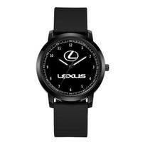 Madingas automobilio logotipas Kvarcinis laikrodis Vyrams Moterims Vandeniui atsparus Elektroninis laikrodis Skirtas Lexus CT200H IS300H IS200 IS250 RX350 NX200 GS430 RX300 KQ7 black