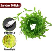 USB Dirbtinio Lapo Gluosnio Vijokliai LED Šviesos Girlianda Gėlė Kalėdinės Pasakų Švieselės Namų Sodui Vestuvių Šventei Dekoravimui green
