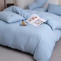 Prabangus penkių žvaigždučių viešbučio baltas lininis antklodės užvalkalas ir patalynės komplektas Three-piece with Flat Sheet for 1.2m Bed dangaus mėlyna spalva