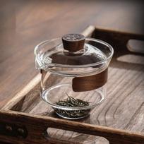 Japanese Style Heat-resistant Glass Gaiwan Puer Tea Cup and Lid Tea Bowl Chawan Chahai Kung Fu Tea Set Accessories 200ml gray