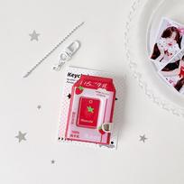 1 Inch Photocard Binder Album 32 Pockets with Keychain Mini Photo Album Sweet PVC Kpop Photo Card Book Holder Backpack Decor white