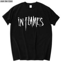 In Flames marškinėliai Švedų metalo grupė Trumpomis rankovėmis Juodi marškinėliai Unisex marškinėliai Spausdinimas Medvilniniai marškinėliai trumpomis rankovėmis Medvilniniai sbz5647 M gray