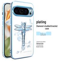 Compatible with Google Pixel 11 Pro/10A/9 Pro: Dragonfly Stand Electroplated Shiny Diamond Phone Case Google Pixel 8A gray