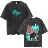 Vintage Washed Anime Dandadan Momo Ayase T-shirt Men's Fashion Harajuku Short Sleeve T Shirts Cotton Casual Oversized T-shirts 3XL įvairiaspalvis