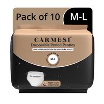 Carmesi Disposable Period Panties for Women & Girls - Pack of 10 (M-L) | 360° Protection for Super Heavy Flow | Leak Proof & No Rashes | Maternity gray