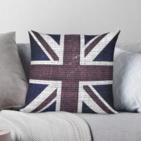 Britain Flag Burlap Rustic Square Pillowcase Polyester Linen Velvet Printed Zip Decorative Pillow Case Home Cushion Cover 30X30CM black