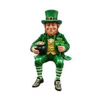 Tradicinis airiškas laimės talismanas Leprechaun statulėlė Dervos stalo dekoracijos su dobiliuku ir puodu aukso Sezoninei šventei 1