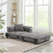 2-in-1 Folding Sofa with Sleep Function & USB/Type C Port & Storage,Compact Sofa Bed with Armrests ,Guest Room & Loft - Beige  DARK GREY 84 x 170.5 x 48 cm tamsiai pilka spalva