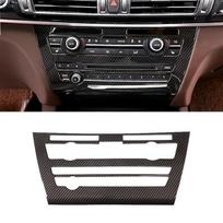For BMW X5 X6 F15 F16 Car Carbon Fiber Texture Interior Center Control Air Condition Panel Volume Switch Frame Cover Trim black