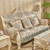 European Chenille Jacquard Recliner Sofa Cover Anti-Slip Loveseat Couch Armchair Covers Furniture Protector For Living Room Seat cover-90x90cm mėlyna