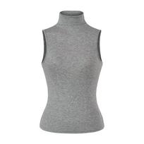 American Spicy Slim Tencel High Neck Sleeveless Camisole - Sexy Summer Stretchy Top Medium šviesiai pilka spalva