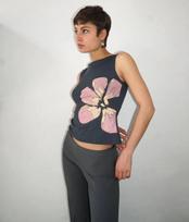 Spicy Girl Floral Sleeveless Summer Top: European & American Style Medium pilka spalva