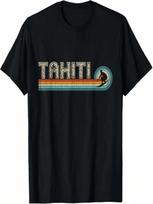 Souvenir Tahiti Island Surfing Clothes 70s 80s Retro Tahiti T-Shirt S įvairiaspalvis