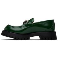 GUCCI įsispiriami odiniai mokasinai vyriški žali juodi 752093 DS800 3154 40.5 black