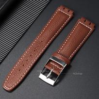 17 mm odinis laikrodžio dirželis Swatch pakeitimui Metalinė sagtelė Apyrankė Atsparus vandeniui Sportinio laikrodžio dirželiai Karvės odos diržo aksesuaras 17mm&no logo brown