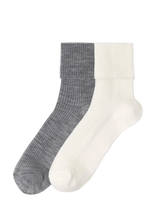 Lindex - 2-Pack Ribbed Socks In Merino Wool Blend - Įprastos kojinės - Balta