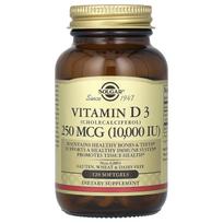 Solgar, vitaminas D3 (cholekalciferolis), 250 mcg (10 000 TV), 120 minkštųjų gelių