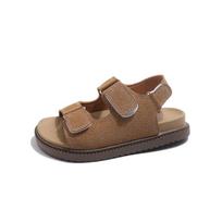 Kids Dual Velcro Strap Suede Non Slip Thick Sole Summer Casual Open Toe Sandals 26 ruda