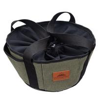 Outdoor Camping Dutch Oven Canvas Storage Bag – Portable BBQ Cookware Organizer Tote black