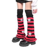 Punk Leg Warmers for Women Cute Star Knitted Flared Long Boot Covers with Over Knee Stockings Set Winter Fall Outfit black