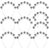 10Pcs Disco Ball Headband 70S Retro Disco Headwear Mirror Disco Ball Silver Head Boppers Disco Costume Headpiece Disco Accessori 10pcs gray