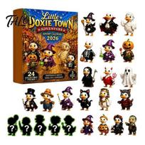 Halloween Desktop Decorations Horror Duck Advent Calendar 2026, 24 Day Countdown with Interactive Family Toys 2D Flat Ornaments, Collectible A black