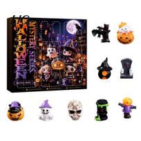 Miniature Horror Theme Ornaments Halloween Advent Calendar with 9 Mini Resin Figures, Day Spooky Countdown Desktop Decorations to Calendar, H black