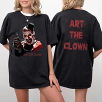 Terrifier Art The Clown 2 Sides Shirt Horror Movie Tshirt Scary Clown Tee Spooky Slasher Fan Gift Halloween Horror Movie S black