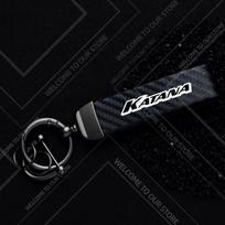 1PCS Motorcycle Keychain For Suzuki Katana GSX 400 600 650 750 1000 F Logo Widget Ornaments Metal Carbon Fiber Leather Key Chain black