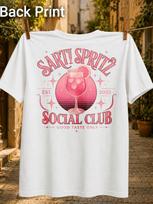 Sarti Spritz Social Club Est 2025 Pink Retro Sunset Circle Sparkling Stars And Cocktail Lounge Unisex All Tshirt L pink