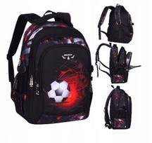 K&M I099 mokyklinė kuprinė su futbolo motyvu, 41 cm, juoda ir raudona