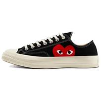 CDG Play x Converse Chuck 70 Plus Round-toe Lace-up Classic Comfort Abrasion Absorbing Low-Top Canvas Shoes Unisex Black and Red 35 beige