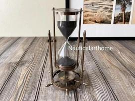 Nautical Sand Hourglass Compass Timer Antique Nautical Brass Hourglass juoda