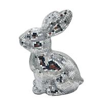 Mirror Disco Ball Rabbit Figurine Mirror Ball Sitting Bunny Figurine Easter Wedding Party Home Office Desktop Decoration Ornament A gray