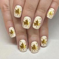 Autumn Shimmers Press on Nail 24 Pieces Maple Leaf Glitters Design ABS Material Easy Application Fake Nail Daily Wear 1 brown