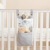 Hanging Baby Crib Organizer - All-Polyester Bedside Diaper and Storage Bag white