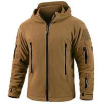 Vyriška šilta taktinė vilnonė striukė su užtrauktuku Užsegamas storas „Polar Hoodie“ žieminis lauko sportinis žygis su gobtuvu palto kišenė S chaki