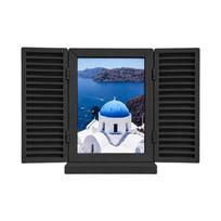 Mediterranean Style Window Frame Key Holder with Shutter Design Wall Mounted Organizer for Keys and Small Items one size raudona