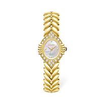 Scottie Waterproof Quartz Watch for Women Rhinestone Decor Oval Dial Leaf Shape Metal Chain Wrist Watch balta/auksas