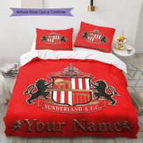 Custom Name Sunderland FC Crest Bedding,Quilt Set Quilt Cover Pillowcase Home Birthday Gift (1 * duvet cover + 2 * pillowcase, without core) 135x200cm red