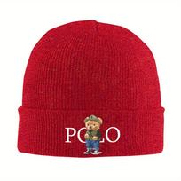 Fishing Bear P-Polos Knit Cuff Beanie Skull Hats For Women Men  Winter Bonnet Hats blue